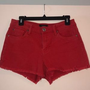 Red High Waisted Jean Shorts